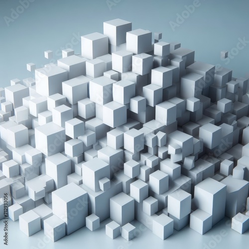 abstract 3d white cubes explosion concept 
