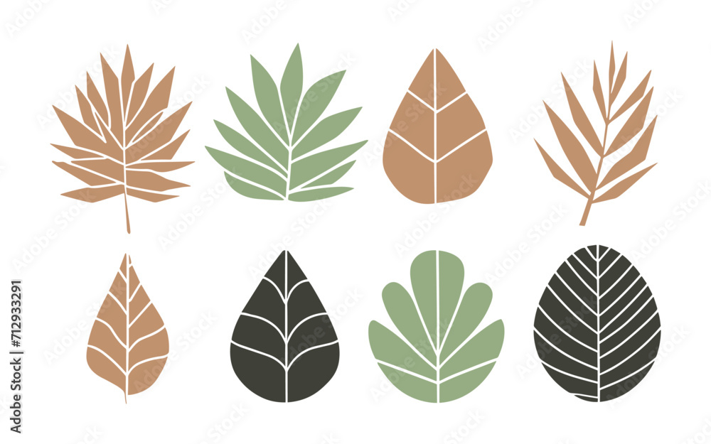 Abstract leaves vector clipart. Spring illustration.