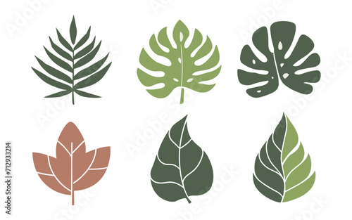 Abstract leaves vector clipart. Spring illustration.