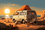 Photo Realistic of a Summer Camper in Shorts and a Campfire T-Shirt, Generative AI