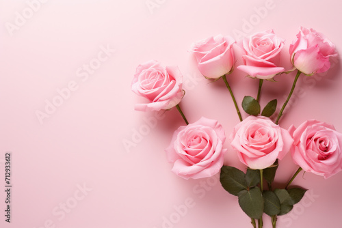 Pink Roses Bouquet on Pink Background