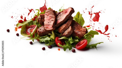 Steak on Bed of Lettuce and Tomatoes