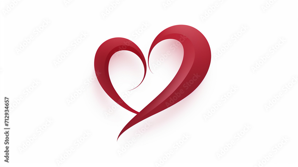 one heart logo on white background,valentines day, Generate AI.