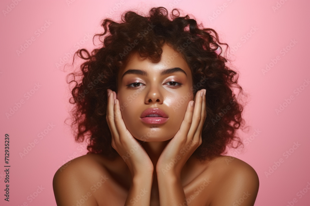 Obraz premium Woman with Curly Hair Posing for Picture