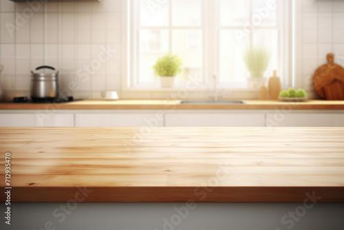 Wooden Counter Top Next to Window in Kitchen © vefimov
