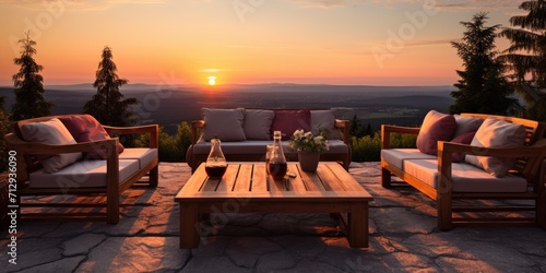 Wooden furniture with open space for you to enjoy summer sunsets.