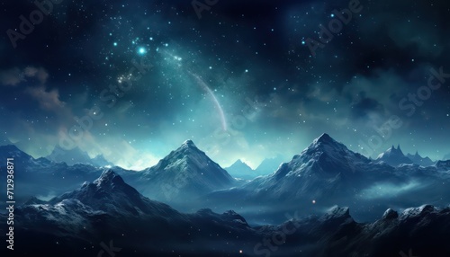 Space galaxy mountains background © Graphi Fusion