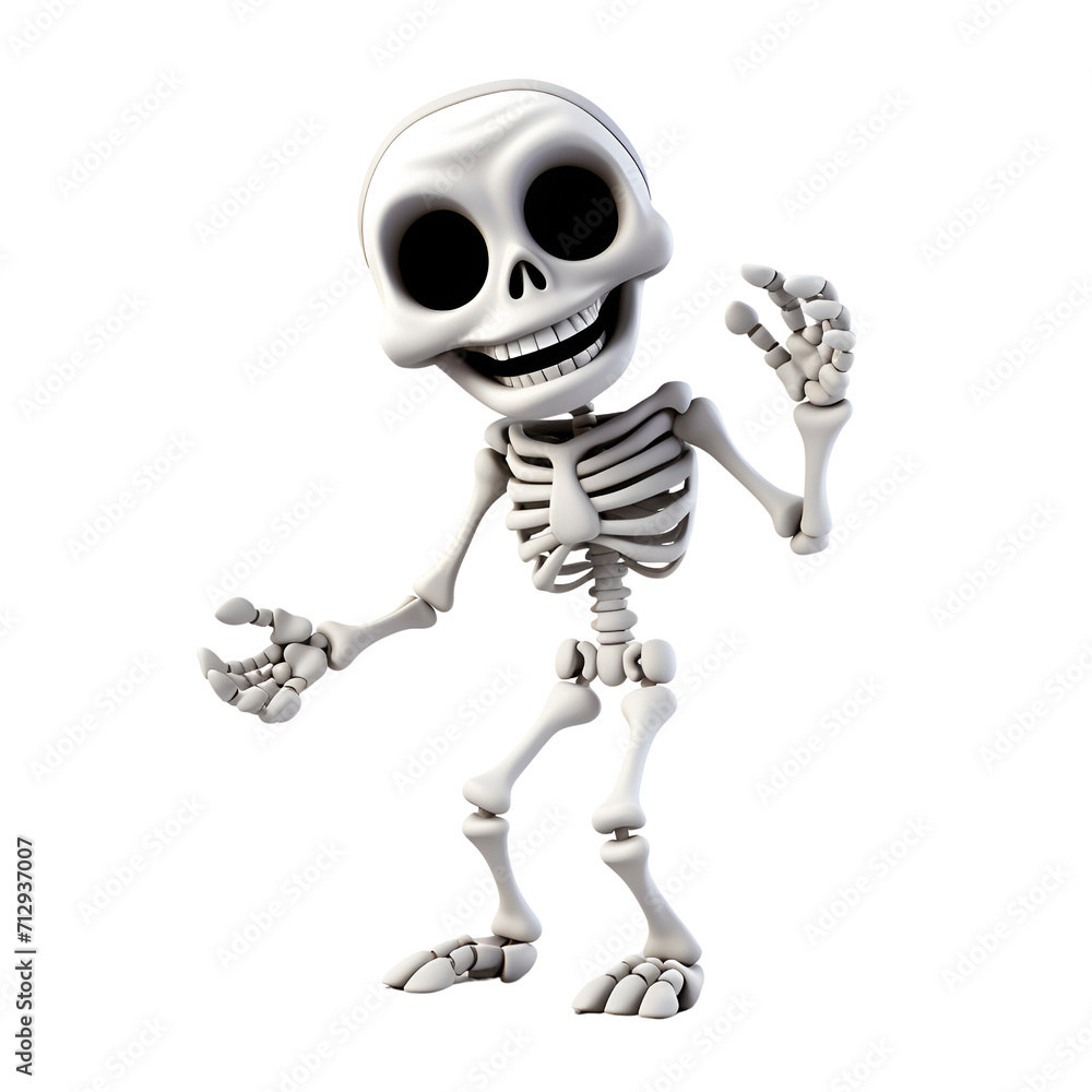 Halloween Style Skeleton 3D Cartoon No Background Perfect for Print on Demand Halloween Style Skeleton 3D Cartoon No Background Perfect for Print on Demand