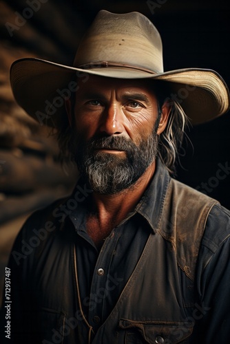 Photo Realistic of a Farmer in Farm Attire and a Straw Hat, Generative AI
