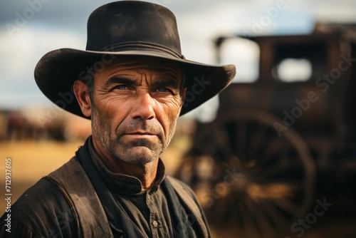 Photo Realistic of a Farmer in Farm Attire and a Straw Hat, Generative AI