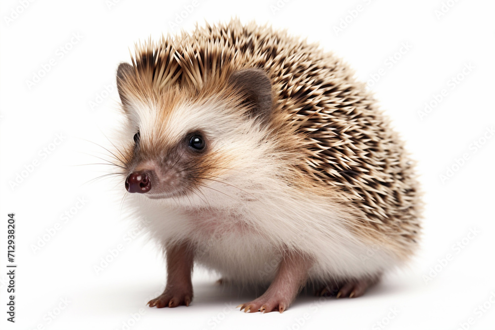 a little & cute wild happy hedgehog isolated on a white background. a little & cute wild happy hedgehog isolated on a white background.