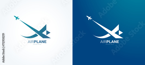 Airplane logo letter A curves lines vector