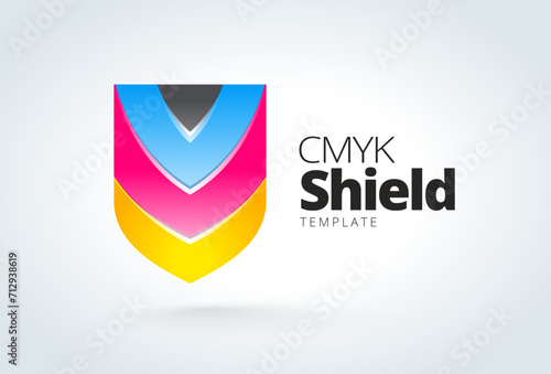 Logo Shield CMYK Printing theme. Template design vector.