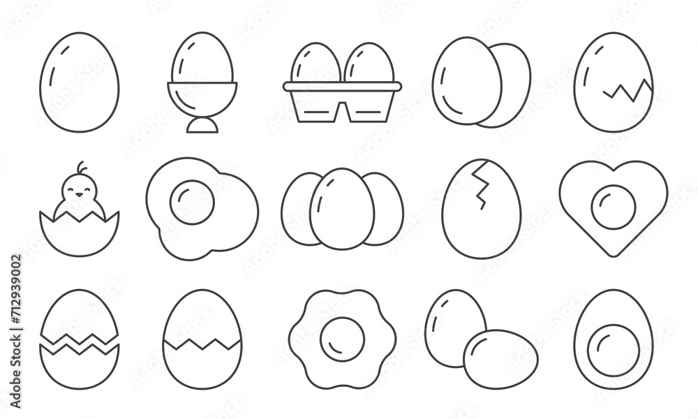 Egg icon set. Outline collection of eggs symbol