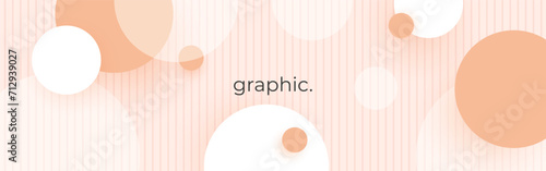 Modern geometric background with circles and lines. Abstract peach fuzz color vector banner.