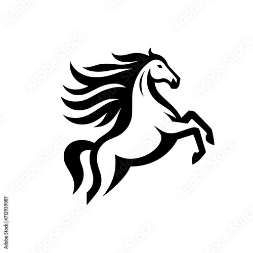 High Quality Vector Logo of a Majestic Rearing White Horse. Versatile Symbol of Strength and Elegance for Logos  Branding  and Marketing. Isolated on White Background for Seamless Integration.