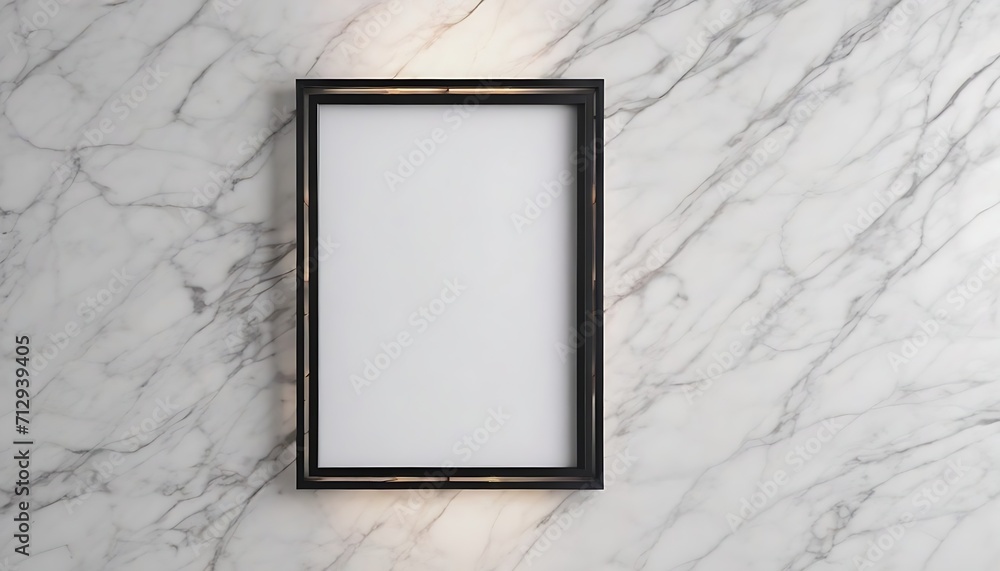 Clack vertical empty frame on white marble wall Clack vertical empty frame on white marble wall