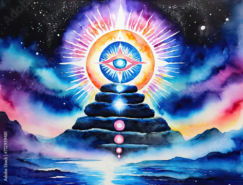 Hypnotic Psychedelic Self-Discovery - Mortal encountering a heavenly being in a meditative state Gen AI