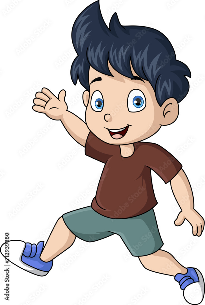 Fototapeta premium Cute little boy cartoon on white background
