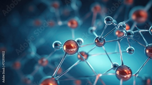 Molecule or Atom, Abstract Molecular Structure for Scientific or Medical Background, 3D Illustration, AI Generated