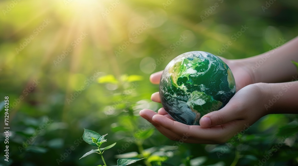 Cradled in hands, the green planet signifies Earth's salvation, Ai Generated. Cradled in hands, the green planet signifies Earth's salvation, Ai Generated.
