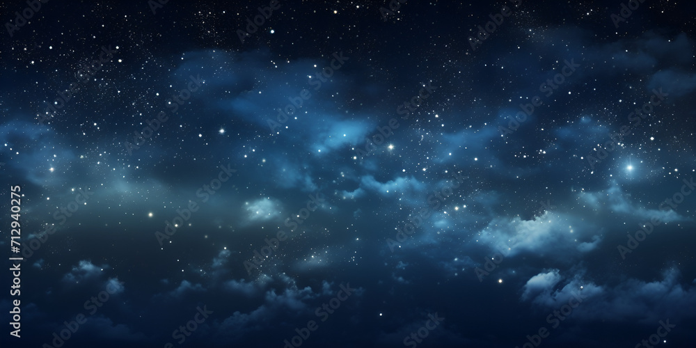 Beautiful blue sky at night with stars AI Generative