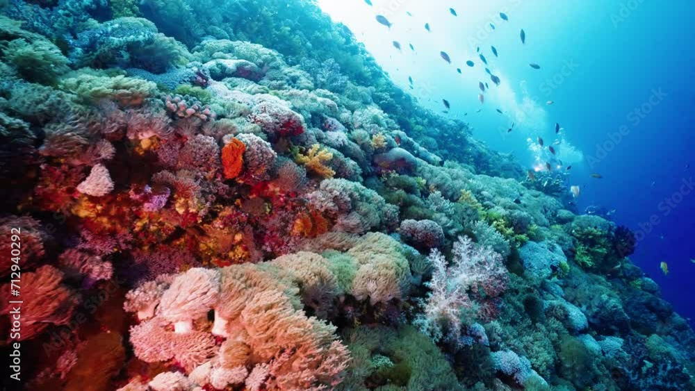 underwater hill, crystal clean ocean water in tropical reef with fishes, covered with endless soft coral groups, and beautiful tropical fish, day time in green island Taiwan Asia underwater hill, crystal clean ocean water in tropical reef with fishes, covered with endless soft coral groups, and beautiful tropical fish, day time in green island Taiwan Asia