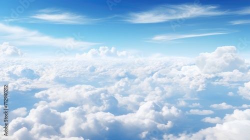 Azure sky viewed from above, dotted with clouds, Ai Generated