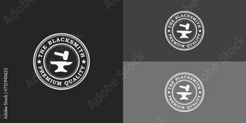 Vintage Hipster Retro Blacksmith Metal Work, Handcraft, Forge Art, Anvil, Iron Works Vector Logo inspiration presented with multiple background colors. The logo is suitable for a blacksmith business