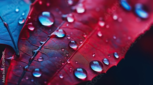 dew covers the red petals, dew drips, rainwater