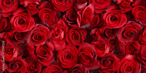 Beautiful background with red roses. selective focus. AI Generative  