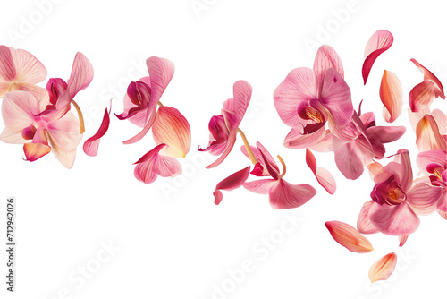 Pink Orchid Blossom with Rose Petals, Isolated Floral Beauty in Nature's Garden