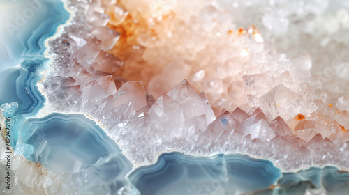 Macro close-up of natural geode crystal gemstone mineral rock formation, quartz, agate, background image, room for copy space (ID: 712942286)