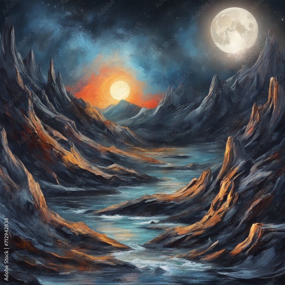 Moonlit Melodies: A Rock Music-inspired Abstract