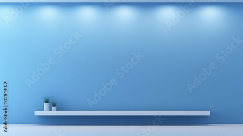 Light blue wall and floor background, stage for product demonstration