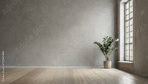 Natural Harmony: Empty Wall for Product Presentation on Brown Parquet Floor