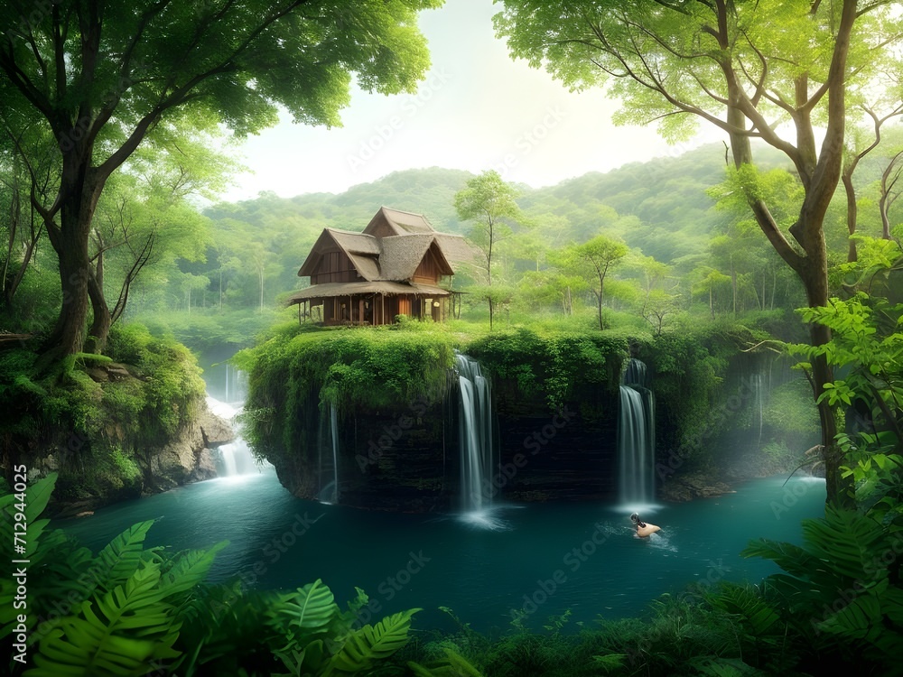 Fototapeta premium small house in the forest