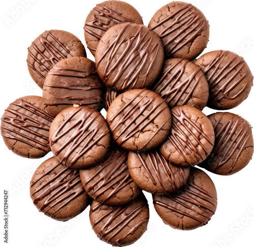 Chocolate biscuit isolated on transparent background. PNG