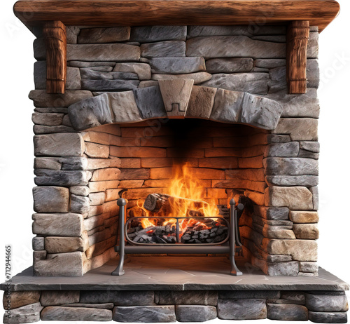 Fireplace isolated on transparent background. PNG