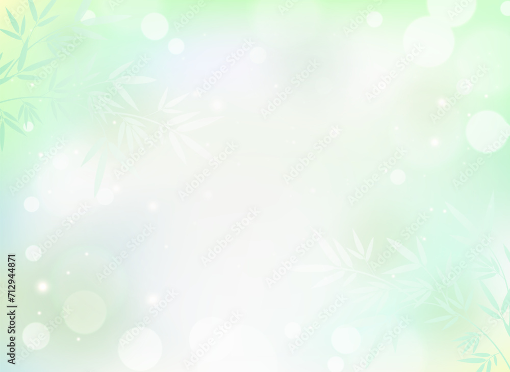 春の季節　和風背景　フレーム　緑
