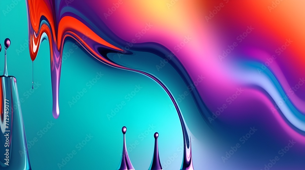 Abstract artwork showcasing a colorful liquid drop on a mesmerizing Liquid Gradient background.