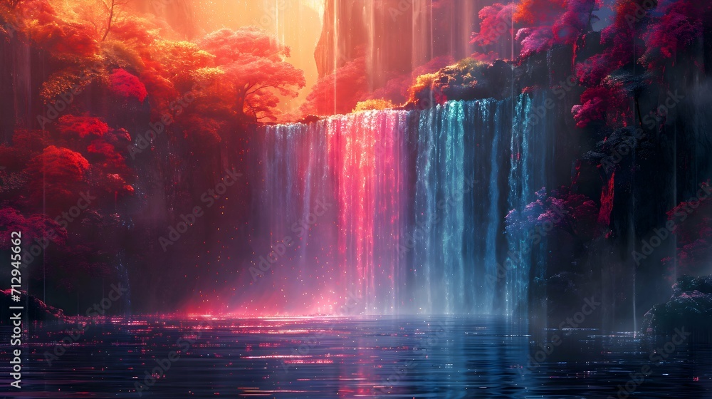 Pixelated dreams cascading like a digital waterfall.