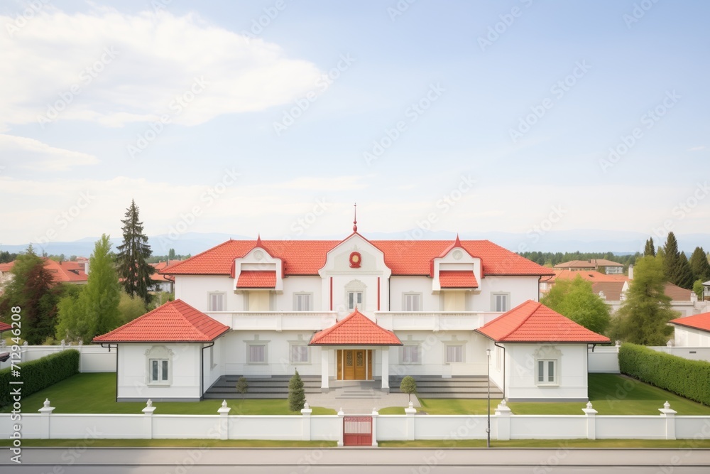 italianate residential estate with white belvedere and red roof italianate residential estate with white belvedere and red roof