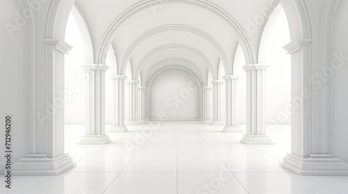 3d rendering. Arch hallway simple geometric background