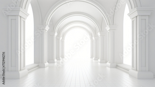 3d rendering. Arch hallway simple geometric background