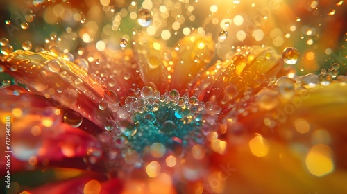 Technicolor raindrops transforming into a breathtaking kaleidoscope.