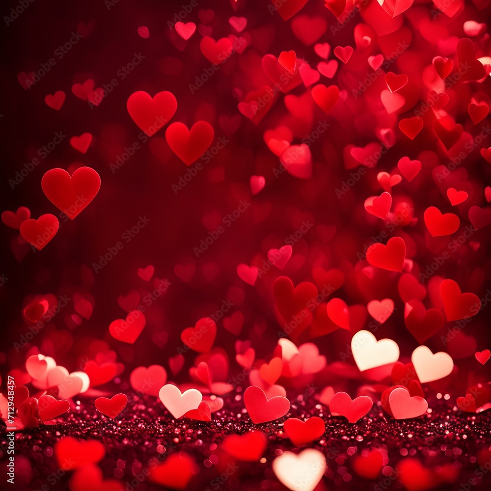 Red hearts bokeh background