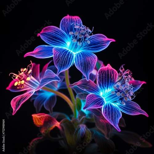 Borage Flower neon Color AI Generated pictures