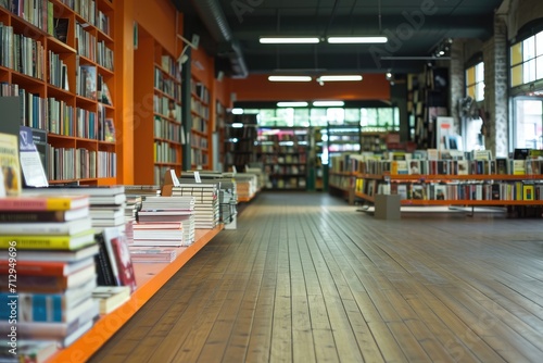 the bookstore with bookshelf full of books professional photography photo