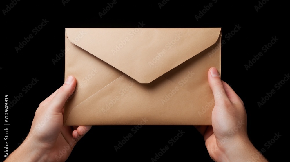 A person holding an envelope in their hands A person holding an envelope in their hands